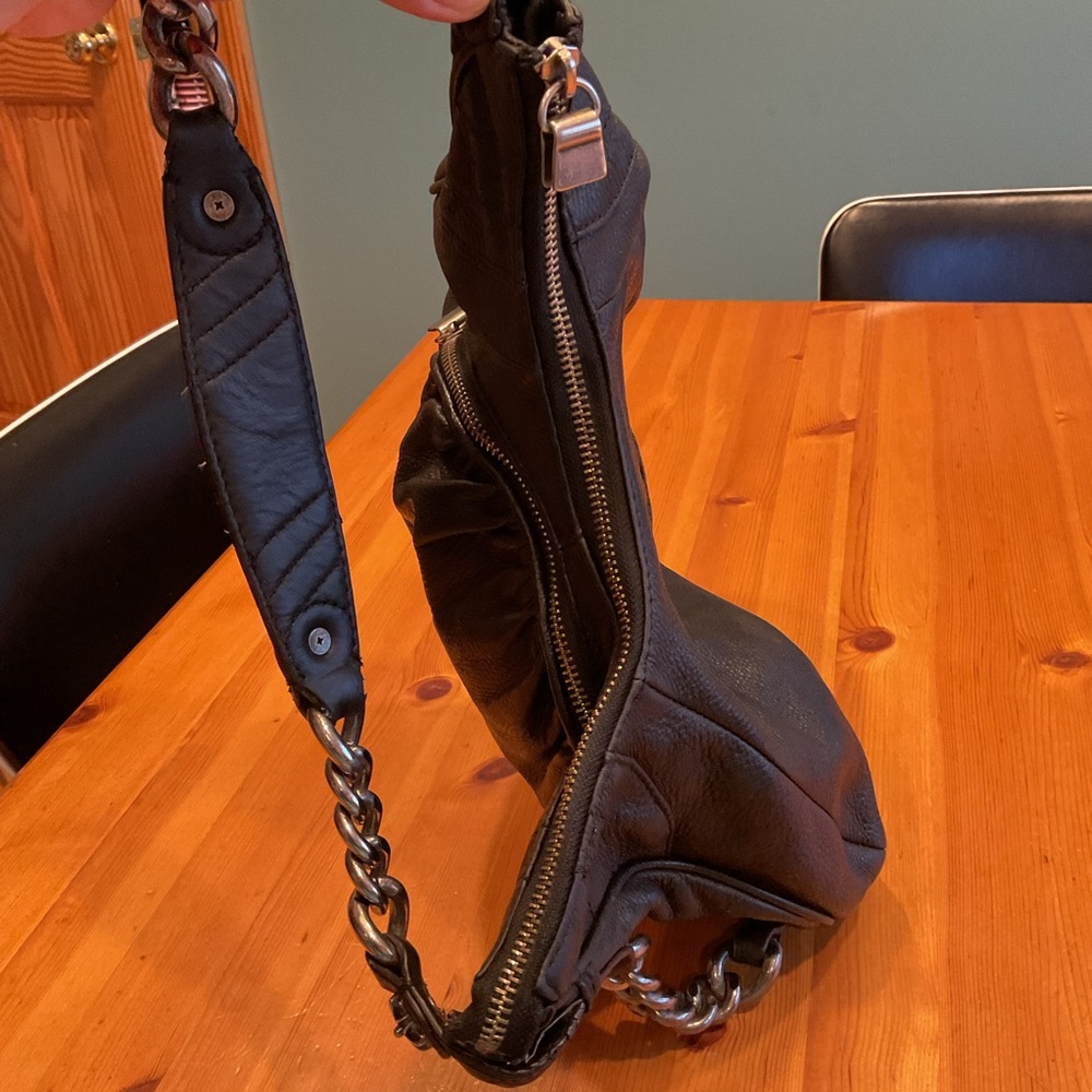 B. MAKOWSKY HOBO SHOULDER BAG VINTAGE 90’s Y2K BLACK LEATHER SILVER HARDWARE - Picture 11 of 16